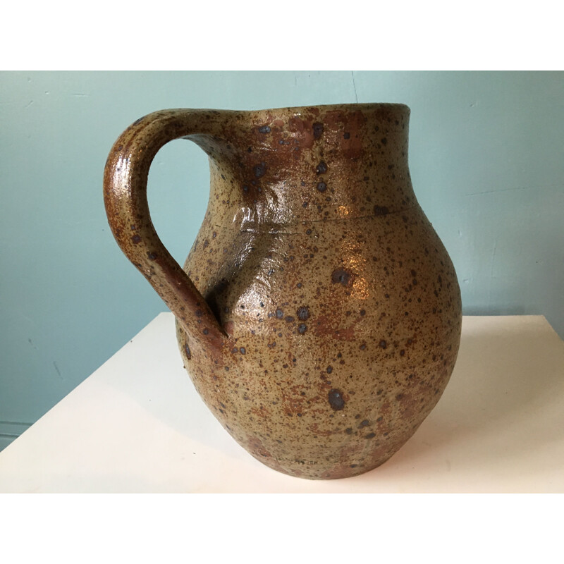 Vintage stoneware pitcher by Baudard, 1960