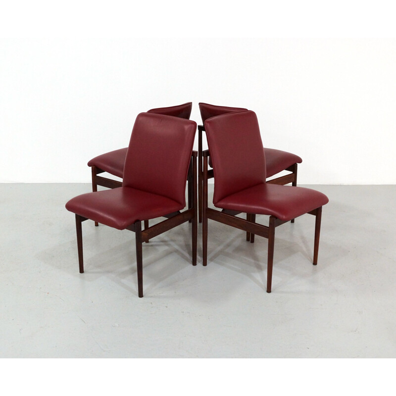 Set of 4 vintage rosewood chairs by Inger Klingenberg for Fristho