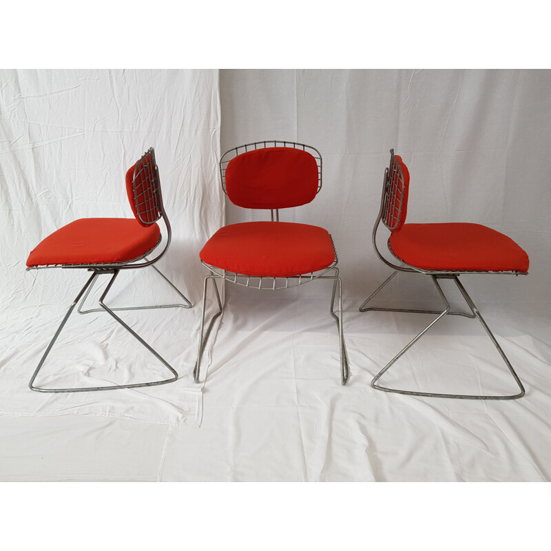 Suite de 3 chaises vintage modèle Traineau ou Beaubourg par Michel Cadestin et Georges Laurent pour Teda 1977
