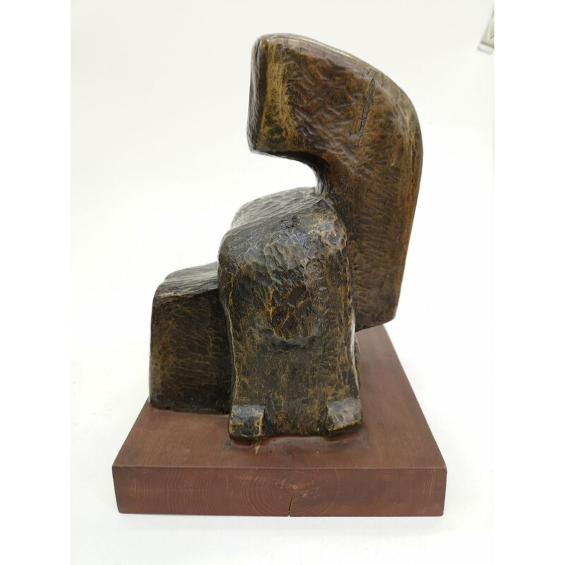 Figurines vintage Sculpture en bois sculptée à la main par Feldman style abstrait organique