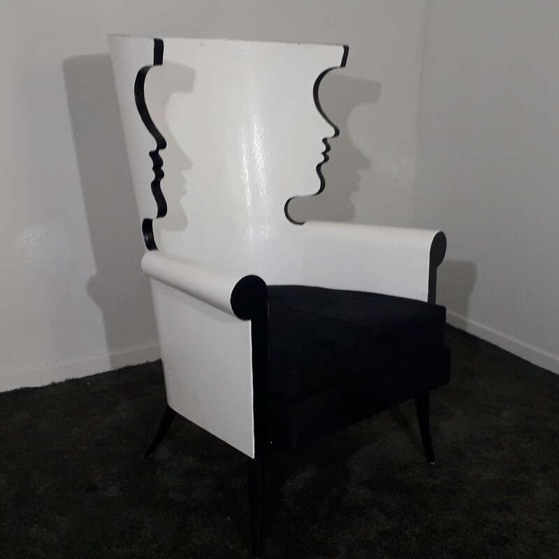 Fauteuil vintage et table basse - Hommage à Jean Cocteau 1970