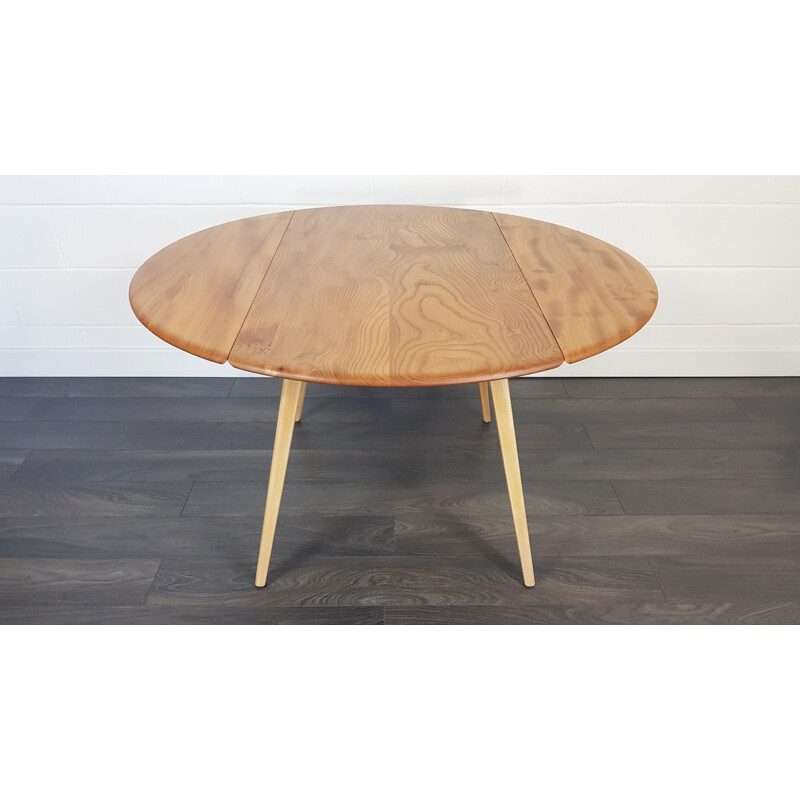 Vintage Dining Table, Ercol Round Drop Leaf 1960s
