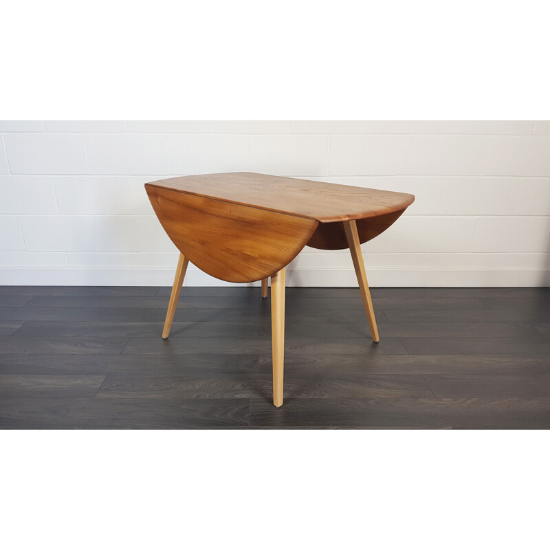 Vintage Dining Table, Ercol Round Drop Leaf 1960s