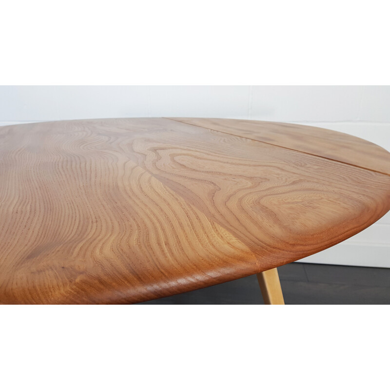 Vintage Dining Table, Ercol Round Drop Leaf 1960s