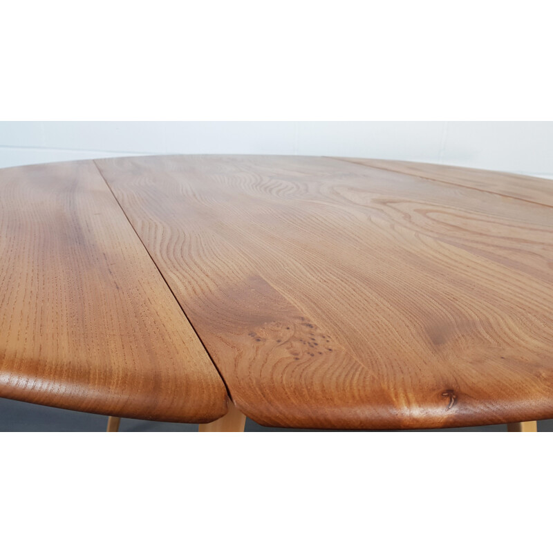 Vintage Dining Table, Ercol Round Drop Leaf 1960s