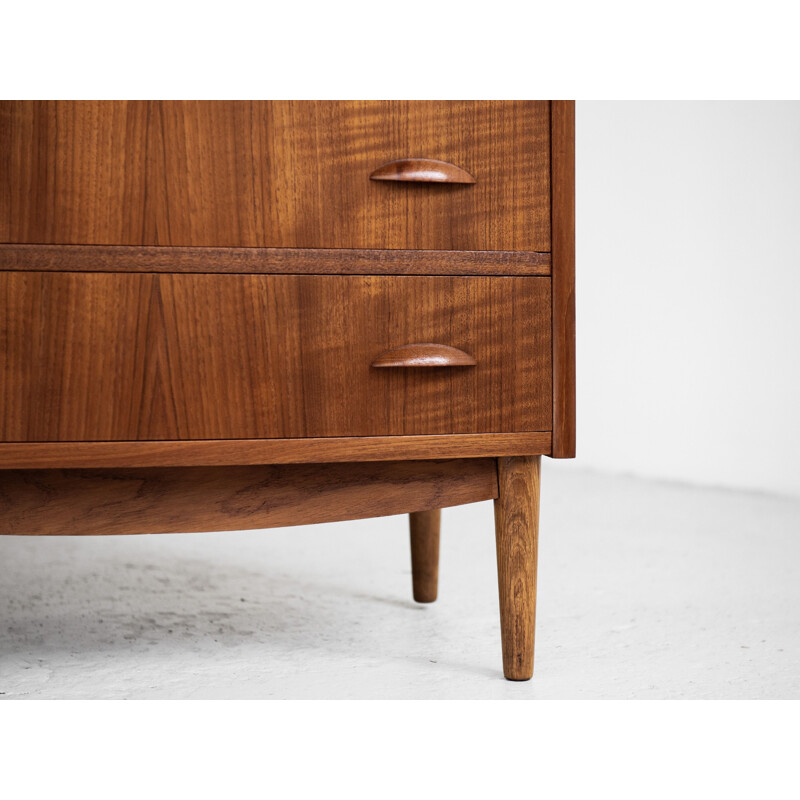 Midcentury chest of 6 drawers in teak with bowed front Danish 1960s