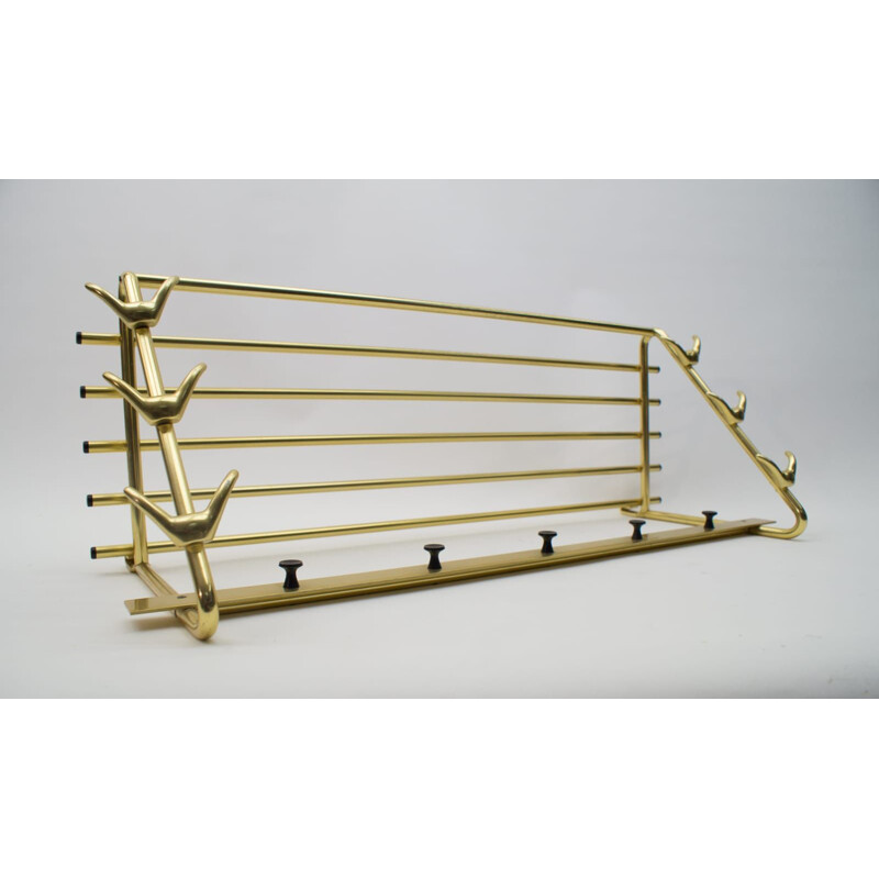 Vintage Austrian brass coat rack, 1950