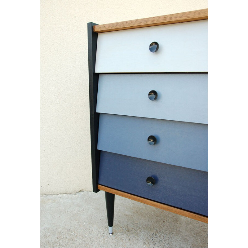 Vintage oak veneer chest of drawers - 1950s