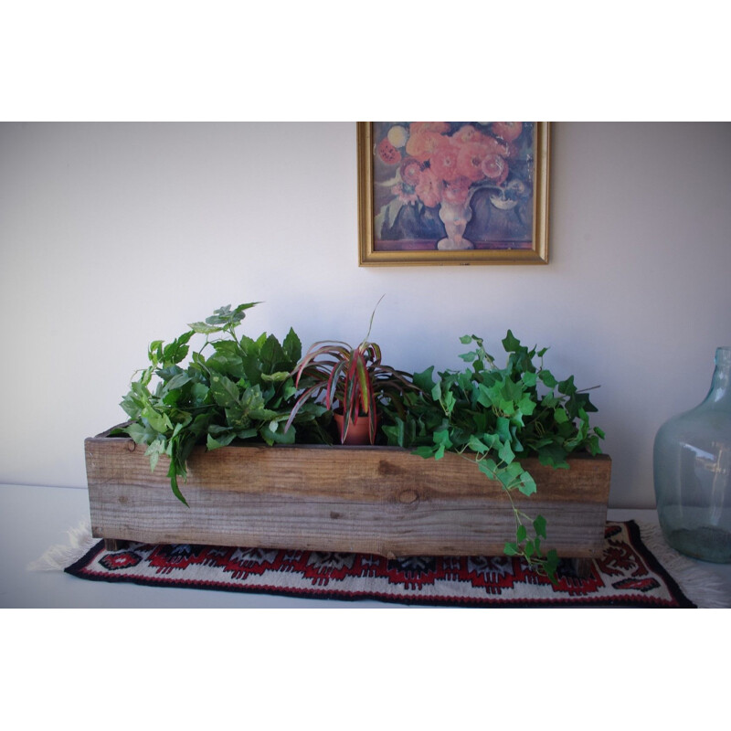 Vintage wooden flowerpot, planter