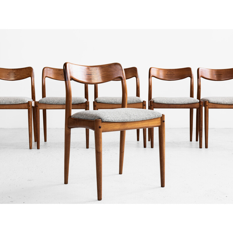 Midcentury set of 6 dining chairs in teak by Johannes Andersen for Uldum Danish