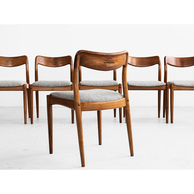 Midcentury set of 6 dining chairs in teak by Johannes Andersen for Uldum Danish