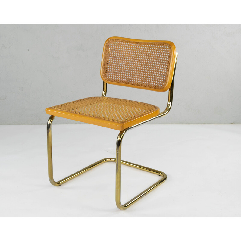 Set of 6 Marcel Breuer B32 Cesca Brass Chairs, Italy, 1970