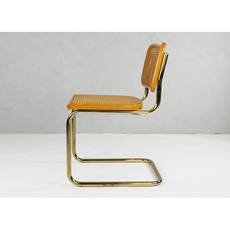 Set of 6 Marcel Breuer B32 Cesca Brass Chairs, Italy, 1970