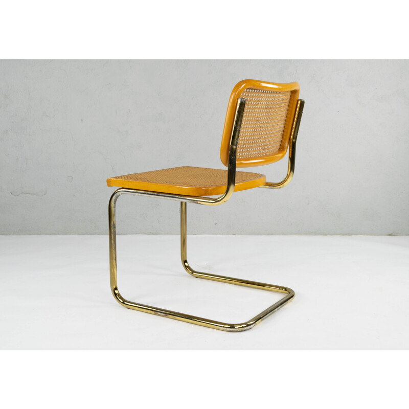 Set of 6 Marcel Breuer B32 Cesca Brass Chairs, Italy, 1970