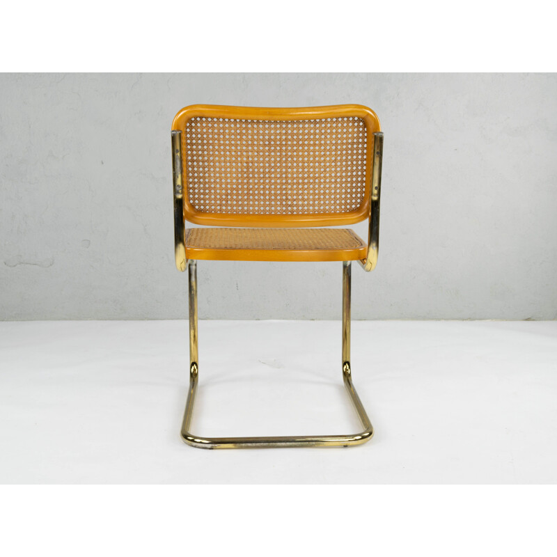 Set of 6 Marcel Breuer B32 Cesca Brass Chairs, Italy, 1970