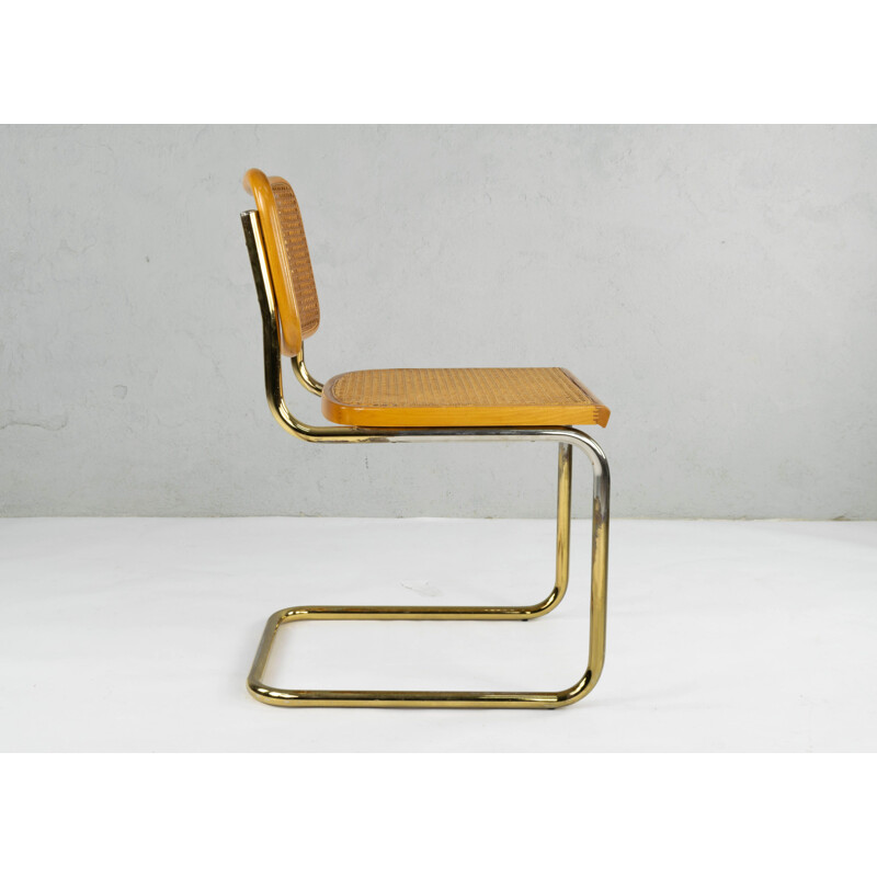 Set of 6 Marcel Breuer B32 Cesca Brass Chairs, Italy, 1970