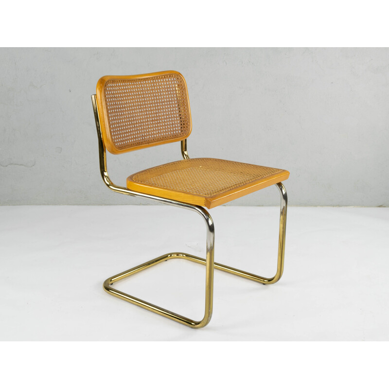 Set of 6 Marcel Breuer B32 Cesca Brass Chairs, Italy, 1970