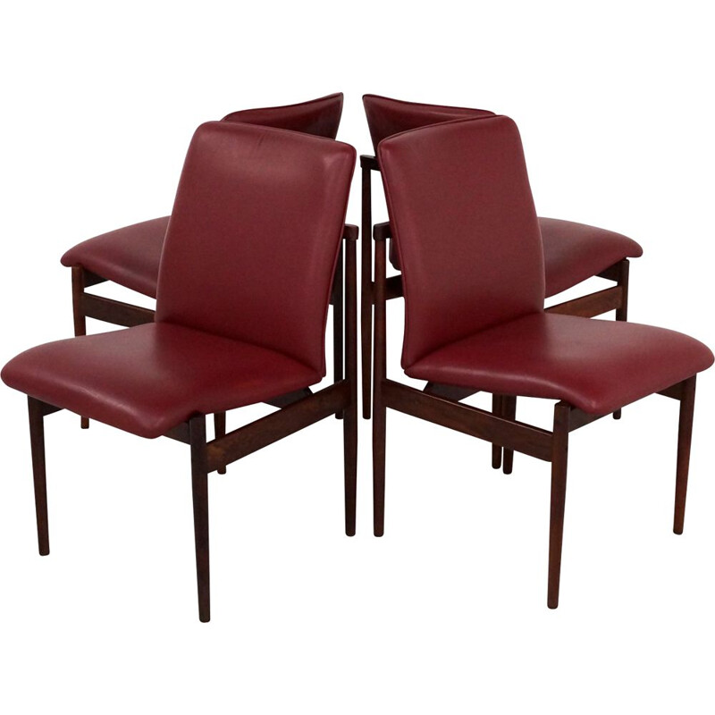 Set of 4 vintage rosewood chairs by Inger Klingenberg for Fristho