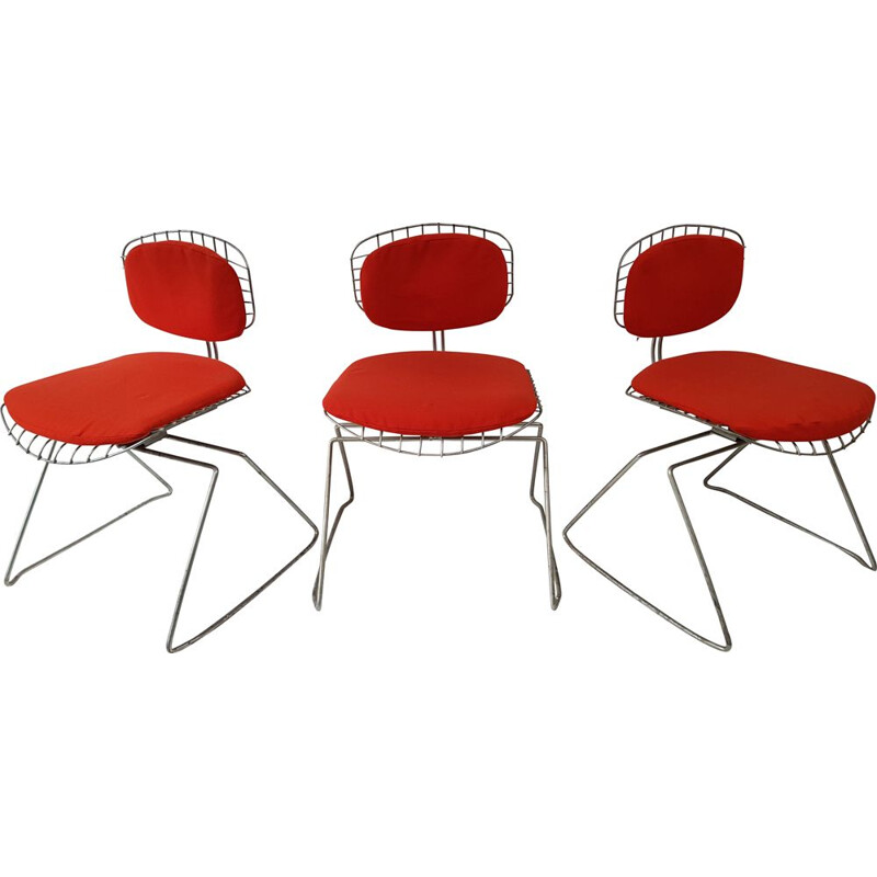 Suite of 3 vintage chairs model Traineau or Beaubourg by Michel Cadestin and Georges Laurent for Teda 1977