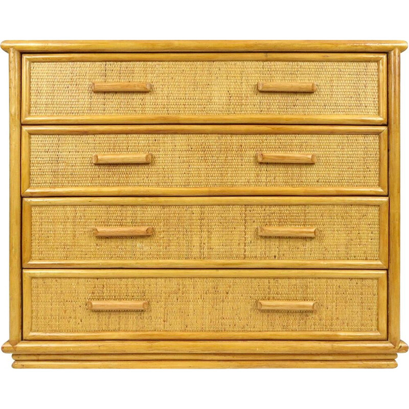 Dutch rattan chest of drawers, 1970s
