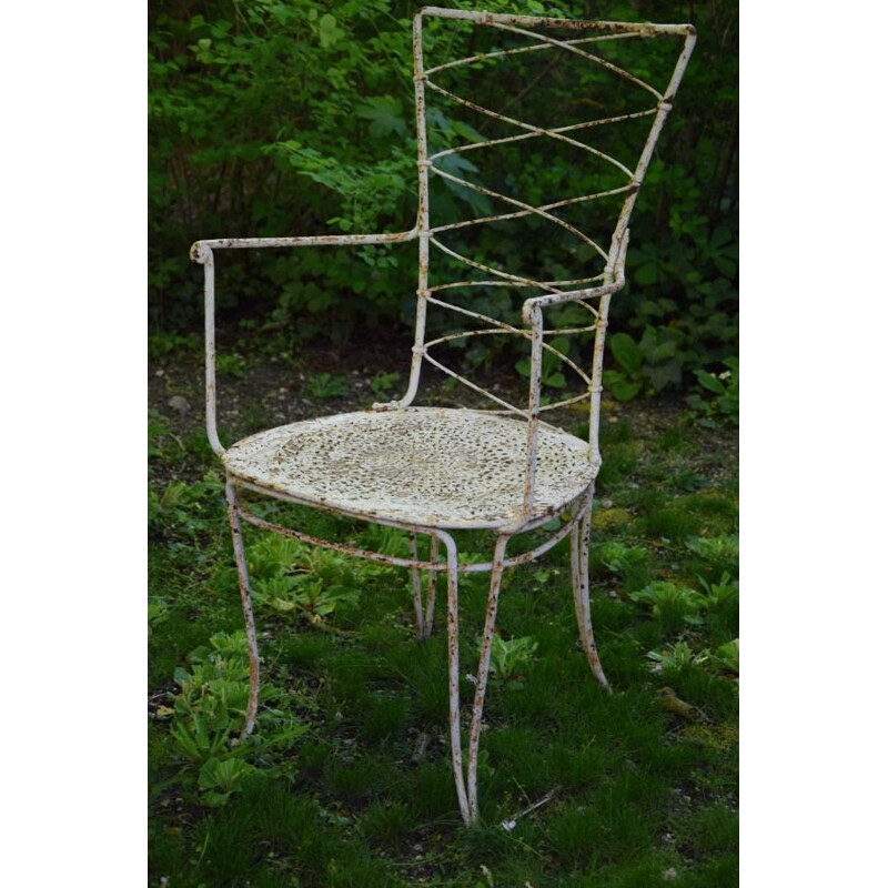 Wrought iron garden armchair René Prou vintage years 1900 1930 Art Deco 