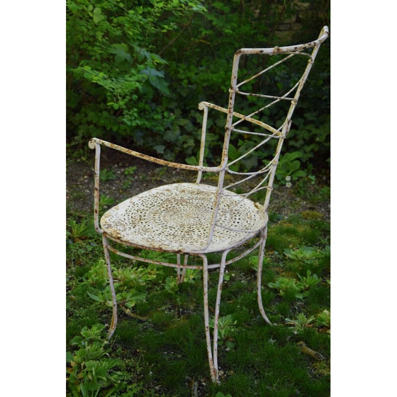 Wrought iron garden armchair René Prou vintage years 1900 1930 Art Deco 