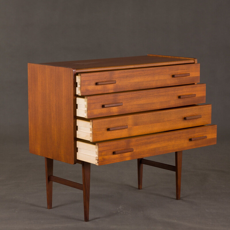 Vintage light teak chest of drawers, Denmark, 1960