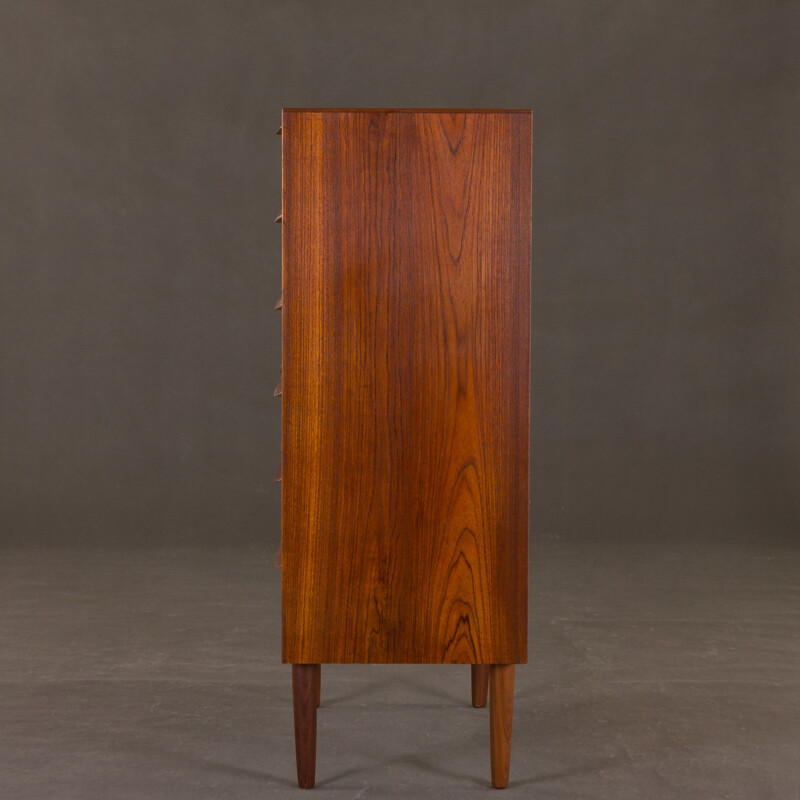 Vintage tall teak chest of drawers, Danish 1960s