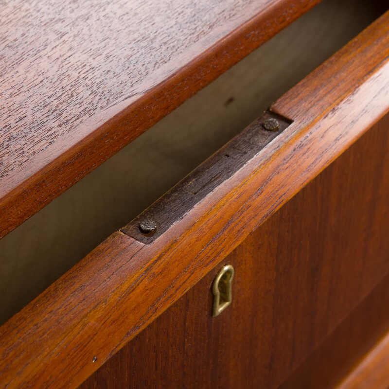 Vintage tall teak chest of drawers, Danish 1960s