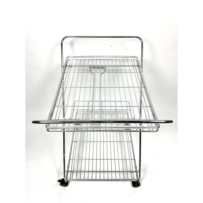 Vintage chrome-plated trolley with plexiglass trays, 1970