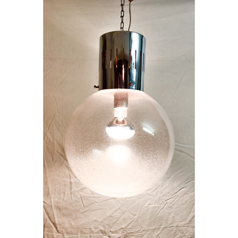 Vintage blown glass pendant lamp, 1970