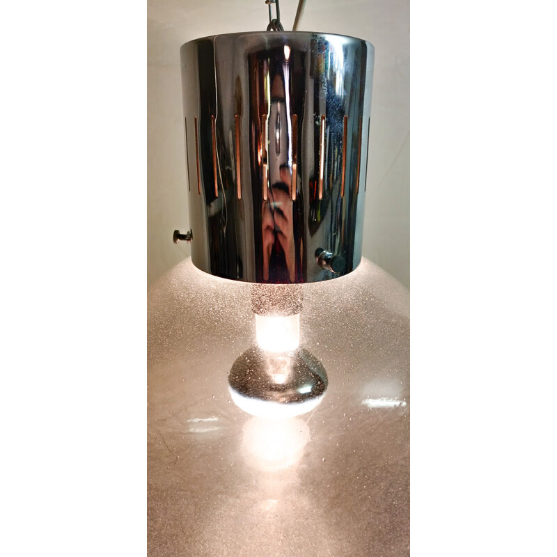 Lámpara de suspensión vintage de vidrio soplado, 1970