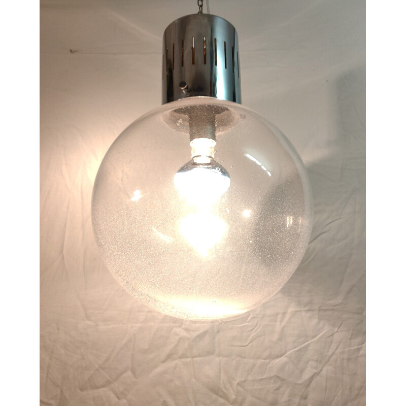 Vintage blown glass pendant lamp, 1970