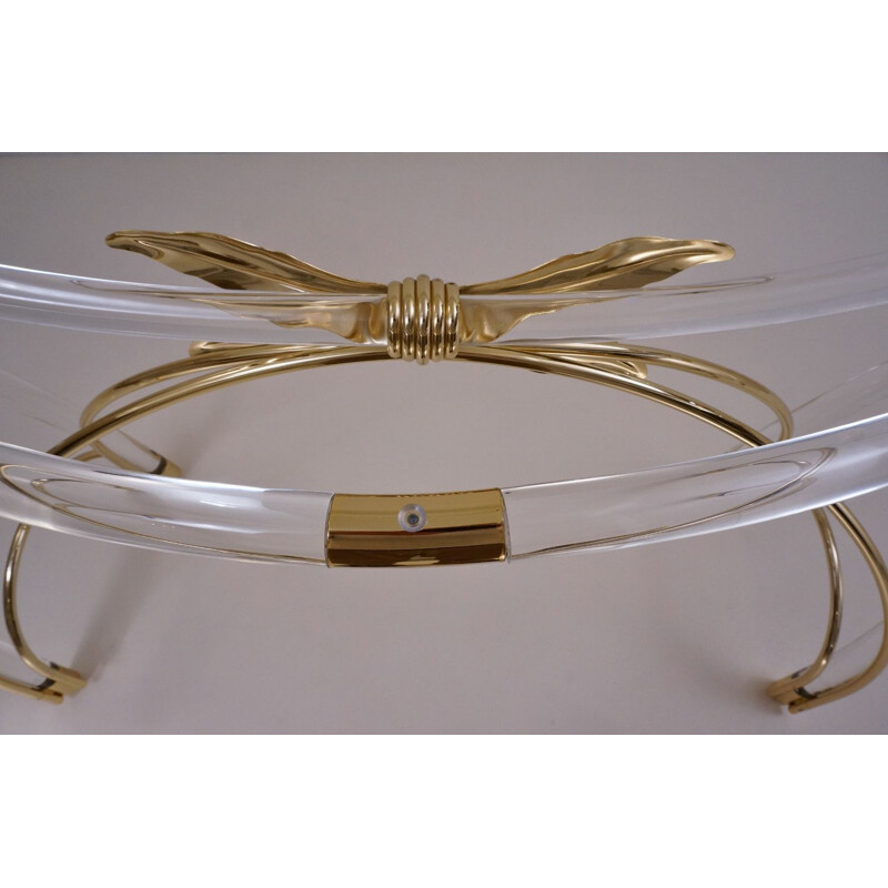 Vintage console table, Lucite, gold plate and glass, American 1970’s