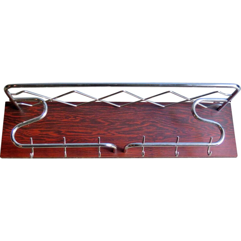 Coat rack with chrome and rosewood