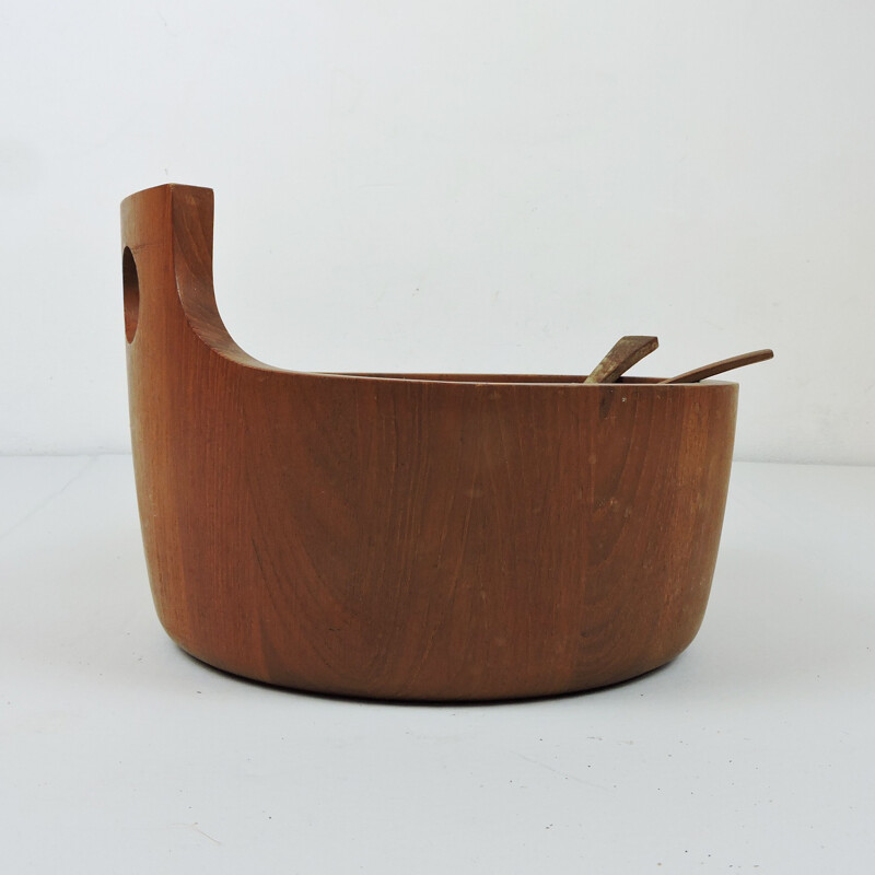 Vintage Teak Salad Bowl with Servers by Jens Quistgaard for Nissen Naarden Danish 1970