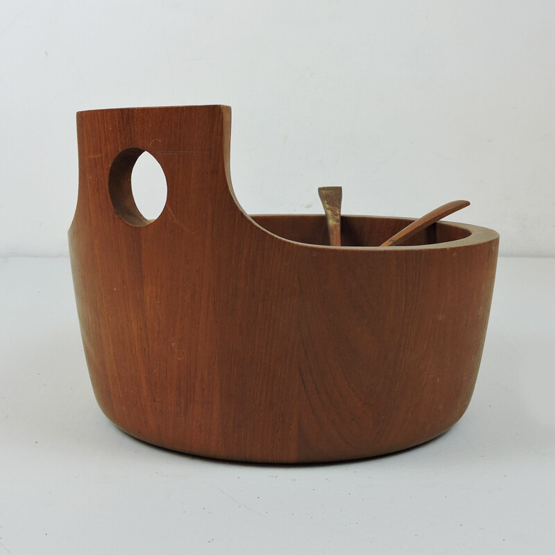 Vintage Teak Salad Bowl with Servers by Jens Quistgaard for Nissen Naarden Danish 1970