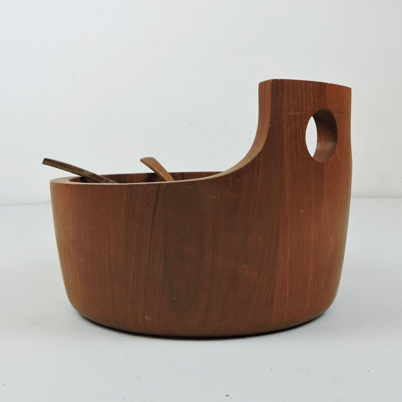 Vintage Teak Salad Bowl with Servers by Jens Quistgaard for Nissen Naarden Danish 1970