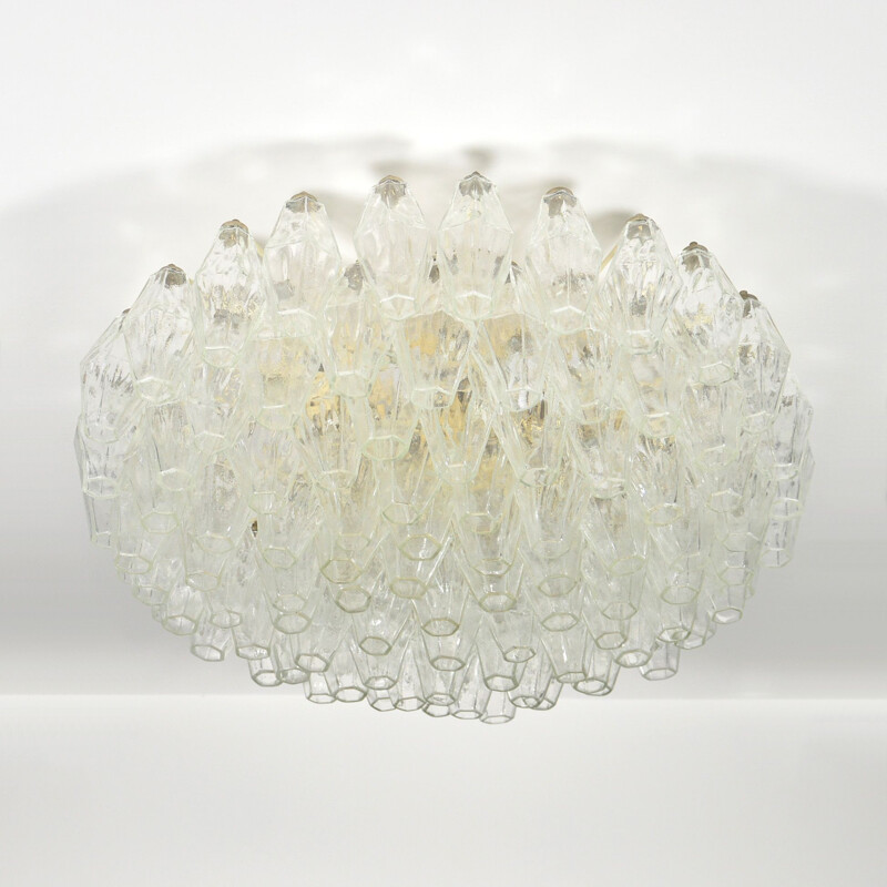Large Poliedri vintage Ceiling Lamp By Carlo Scarpa For Venini, 1958