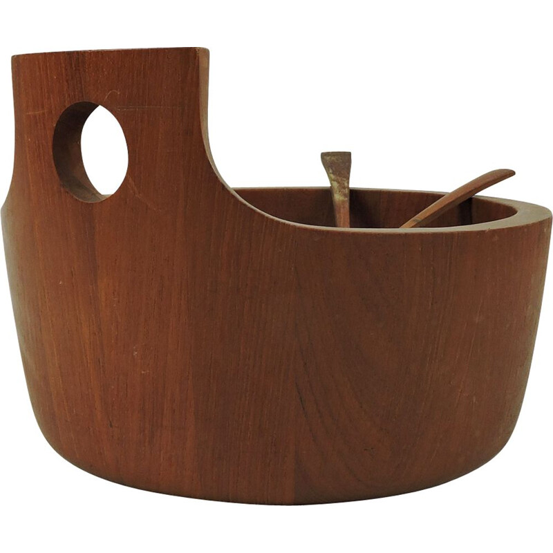 Vintage Teak Salad Bowl with Servers by Jens Quistgaard for Nissen Naarden Danish 1970