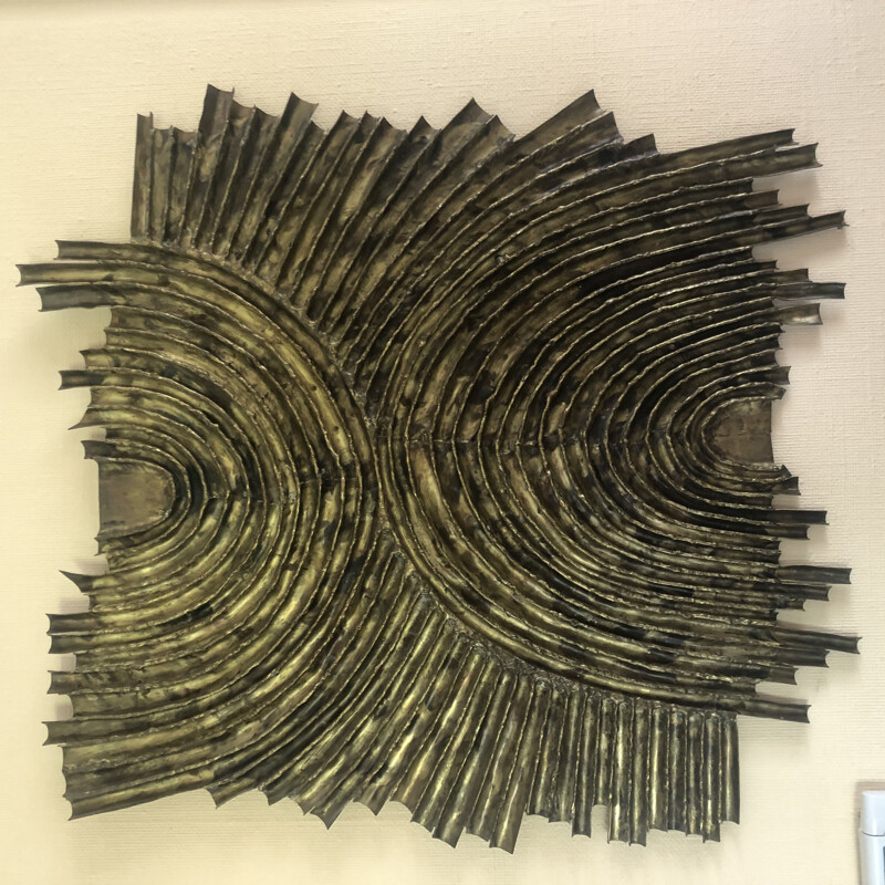 Vintage brass wall sculpture by Dénis, 1970