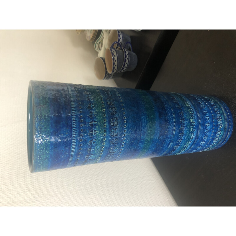 Vaso vintage in ceramica Rimini Blu di Aldo Londi per Bitossi, 1960
