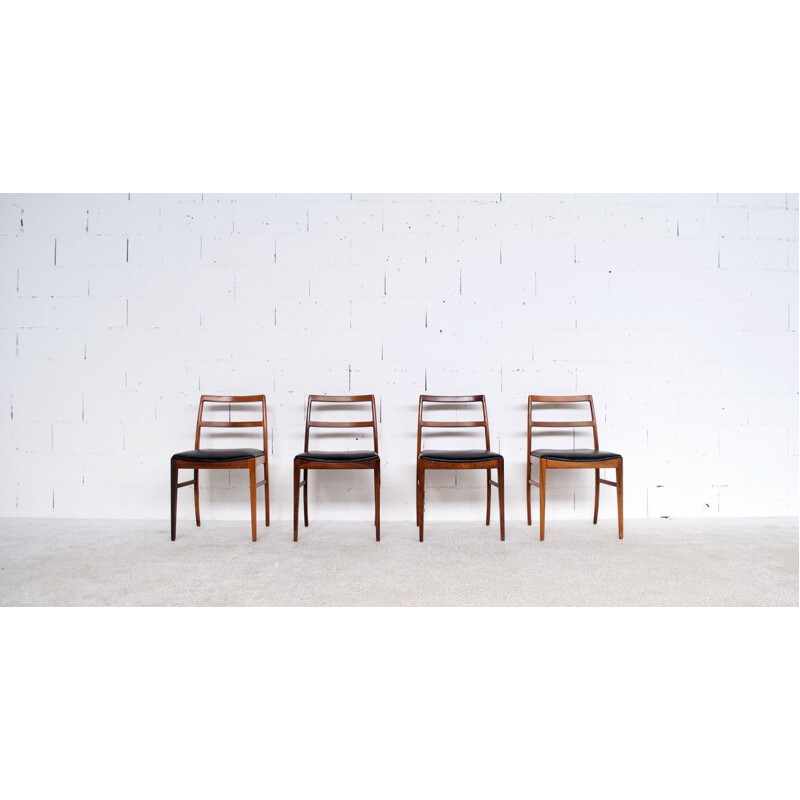 Suite of 4 vintage rosewood and leather chairs, model 430, by Arne Vodder, Sibast , 1960