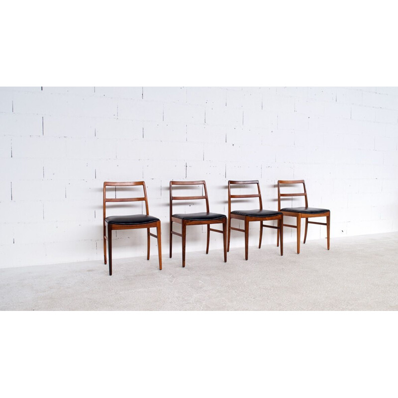 Suite of 4 vintage rosewood and leather chairs, model 430, by Arne Vodder, Sibast , 1960