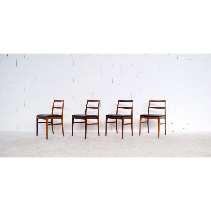 Suite of 4 vintage rosewood and leather chairs, model 430, by Arne Vodder, Sibast , 1960