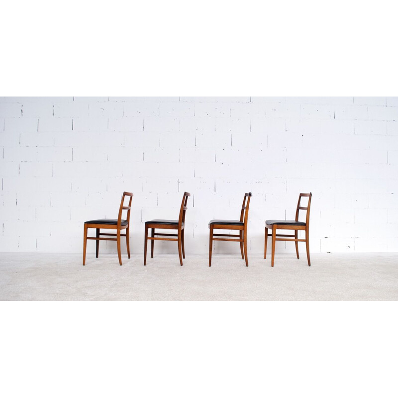 Suite of 4 vintage rosewood and leather chairs, model 430, by Arne Vodder, Sibast , 1960