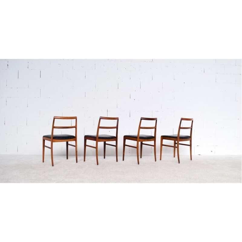 Suite of 4 vintage rosewood and leather chairs, model 430, by Arne Vodder, Sibast , 1960