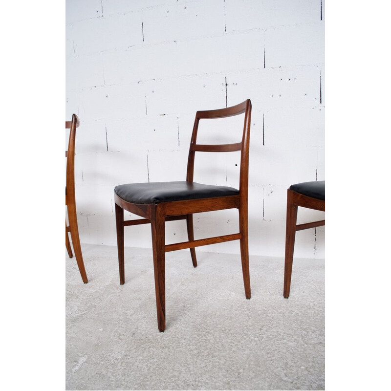 Suite de 4 chaises vintage palissandre et cuir, modèle 430, par Arne Vodder, Sibast , 1960