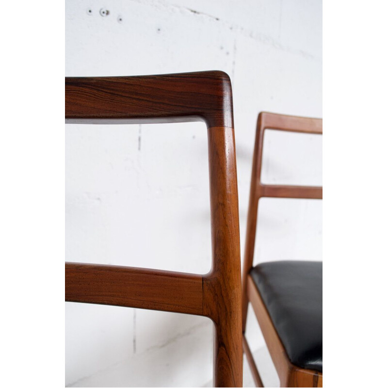 Suite of 4 vintage rosewood and leather chairs, model 430, by Arne Vodder, Sibast , 1960