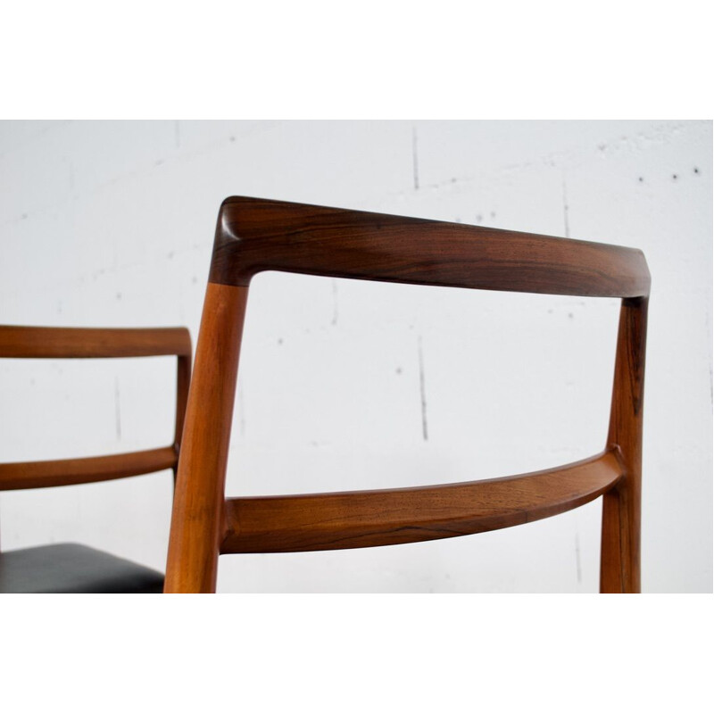 Suite of 4 vintage rosewood and leather chairs, model 430, by Arne Vodder, Sibast , 1960